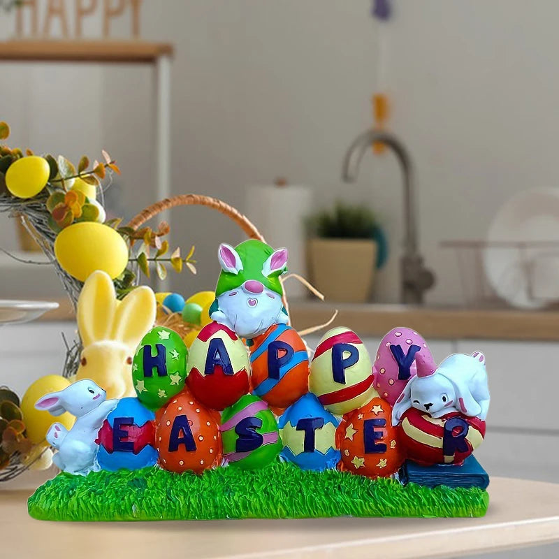 Easter Bunny Spring Floral Centerpiece Table Decorations Happy Easter Egg Hunt Gnome Figurines Home Decor Accents