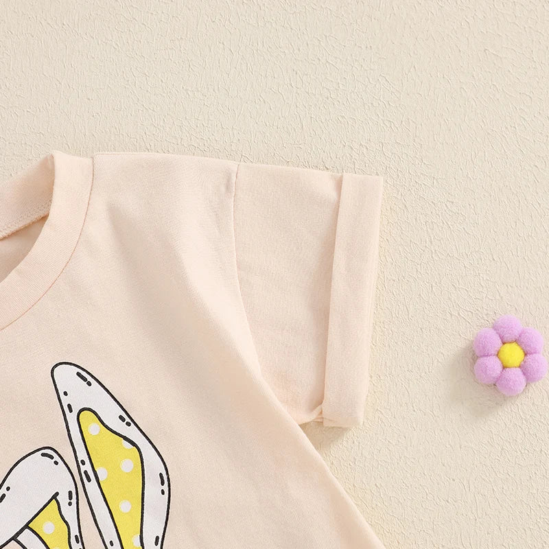 Infant Easter Jumpsuit Adorable Bunny Ears Pattern Short Sleeve Romper Newborn Bodysuit Spring Playsuit Loose Fit Bunny Outfit