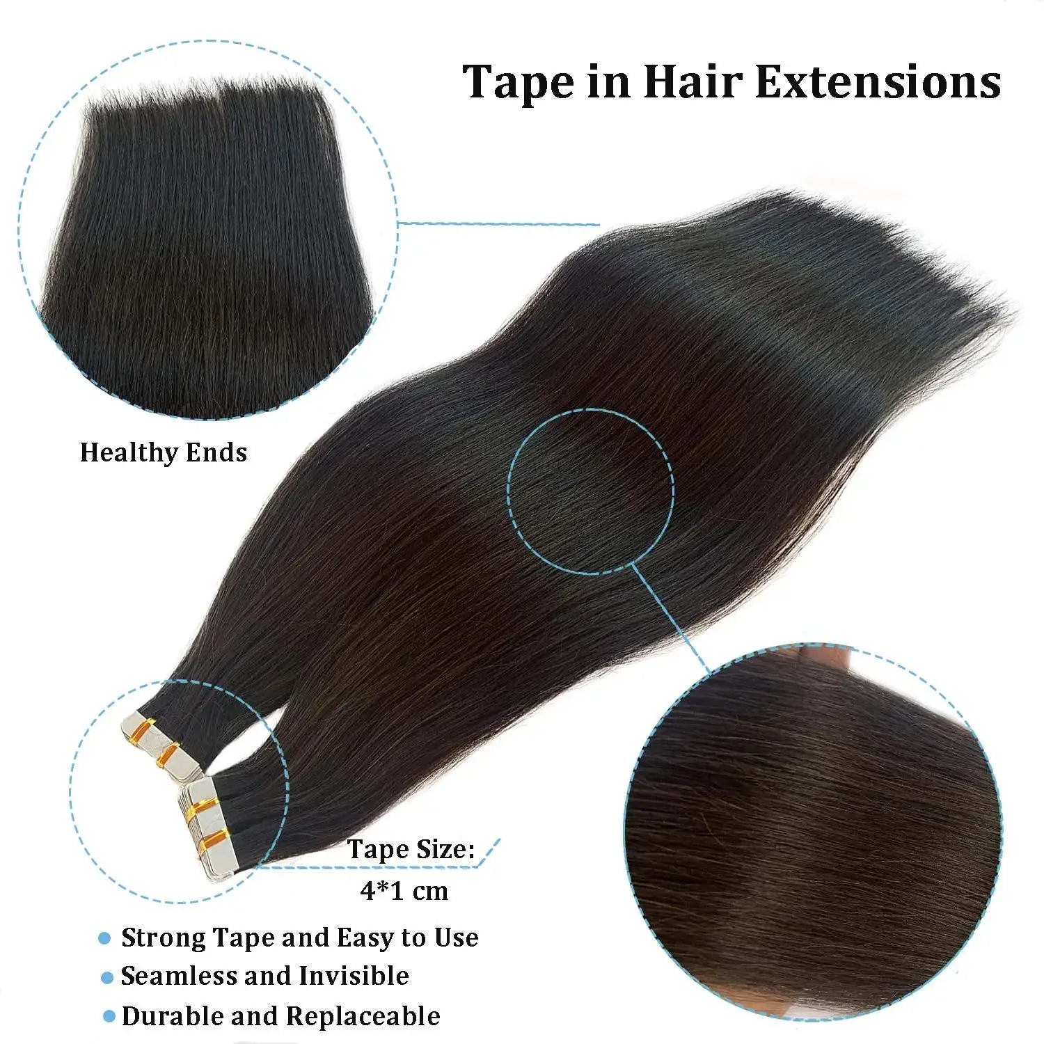 25 pcs Straight Tape In Hair Extensions 100% Human Hair 30 Inch Brazilian Invisible Seamless Weft PU Tape In Raw Hair Extensions