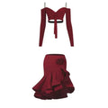 Sexy Off Shoulder Latin Top Ruffled Skirts Latin Dance Costume Stage Performance Clothes Samba Tango Dance Wear Set for Women