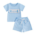 Adorable Baby Girl Easter Outfit Set with Short Sleeve Top and Plaid Shorts - Cute Toddler Spring Clothing Ensemble