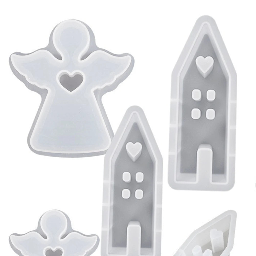 7Pcs Easter Silicone Molds House Rabbit Angel Resin Molds Casting Moulds for DIY Candle Candy Chocolate Soap