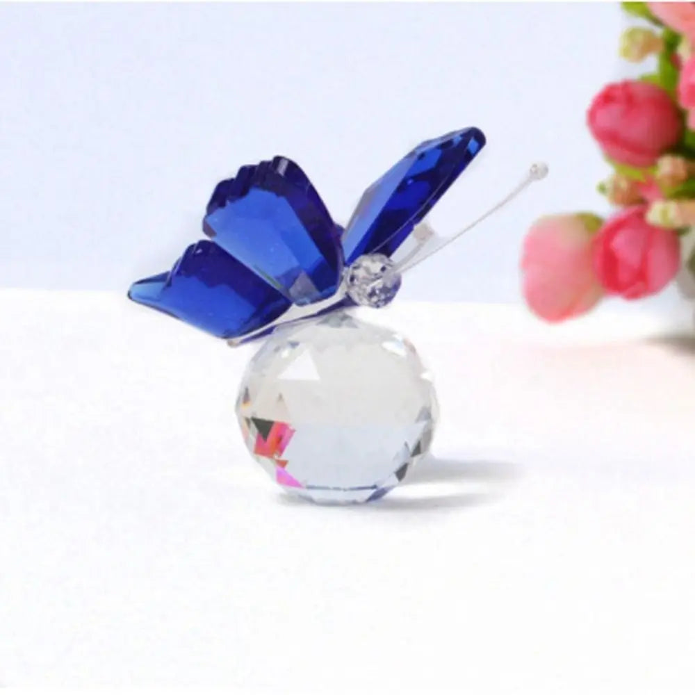 Creative White Crystal Crystal Butterfly Cute Handmade Miniature Figurines Glass Art Vivid Butterfly Ornament Home Decoration