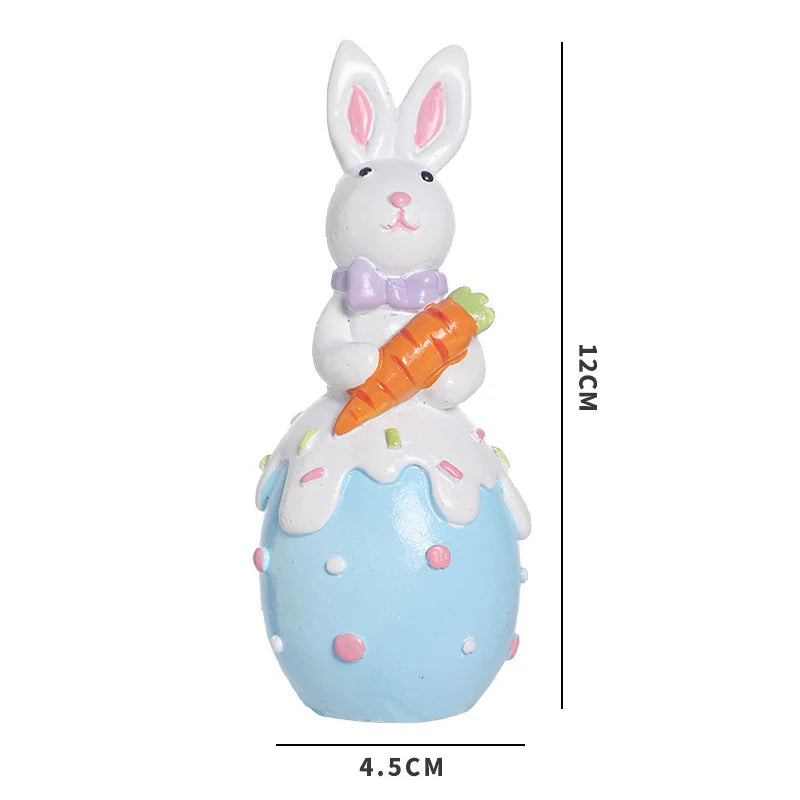 Cute Bunny Shaped Easter Ornaments Cartoon Easter Egg Resin Decoration Living Room Desktop Decoration Crafts Children Gifts