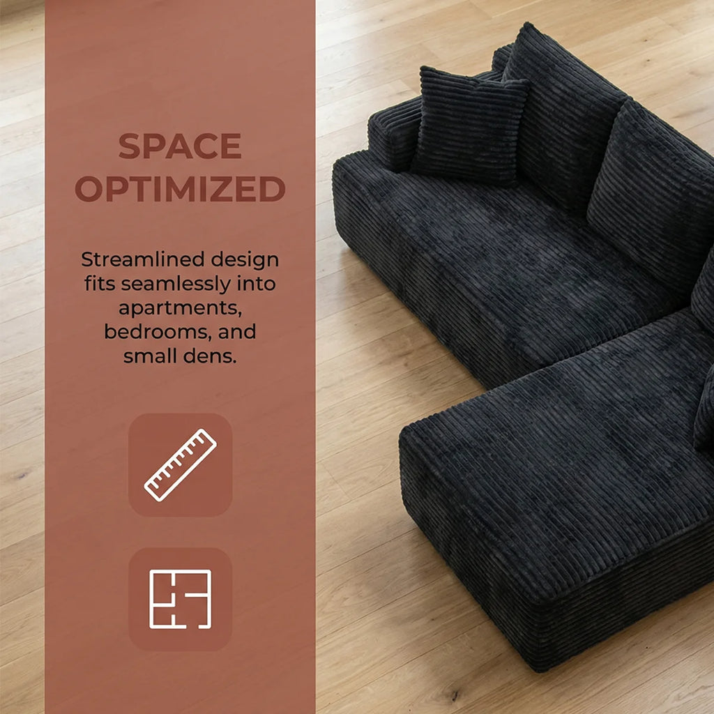 95" L-Shaped Sofa Chaise, No Assembly Required, Rabbit Fleece Upholstery, Ultra Soft & Comfortable, Ready to Use Out of the Box