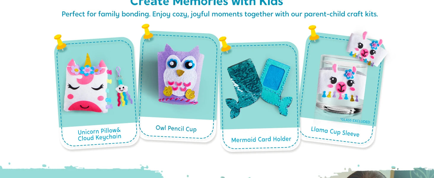 JOYFY 7 Sewing Projects My First Kids Sewing Kit- Easy DIY Arts and Crafts for Girl Birthday Chirstmas Gifts Unicorn and Mermaid