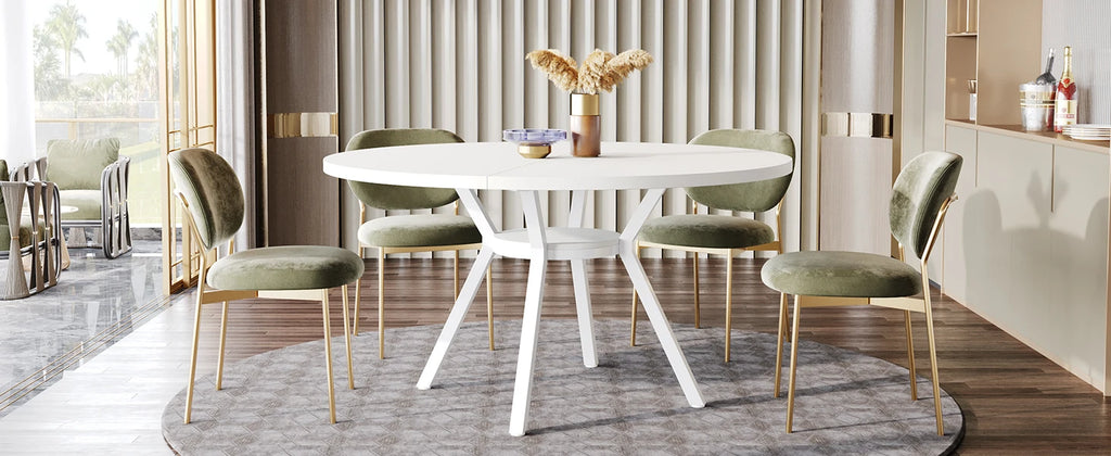Tribesigns Round Dining Table for 4-6 People, 47-Inch Farmhouse Dinning Room Table Circle Kitchen Table, Industrial Dinner Table