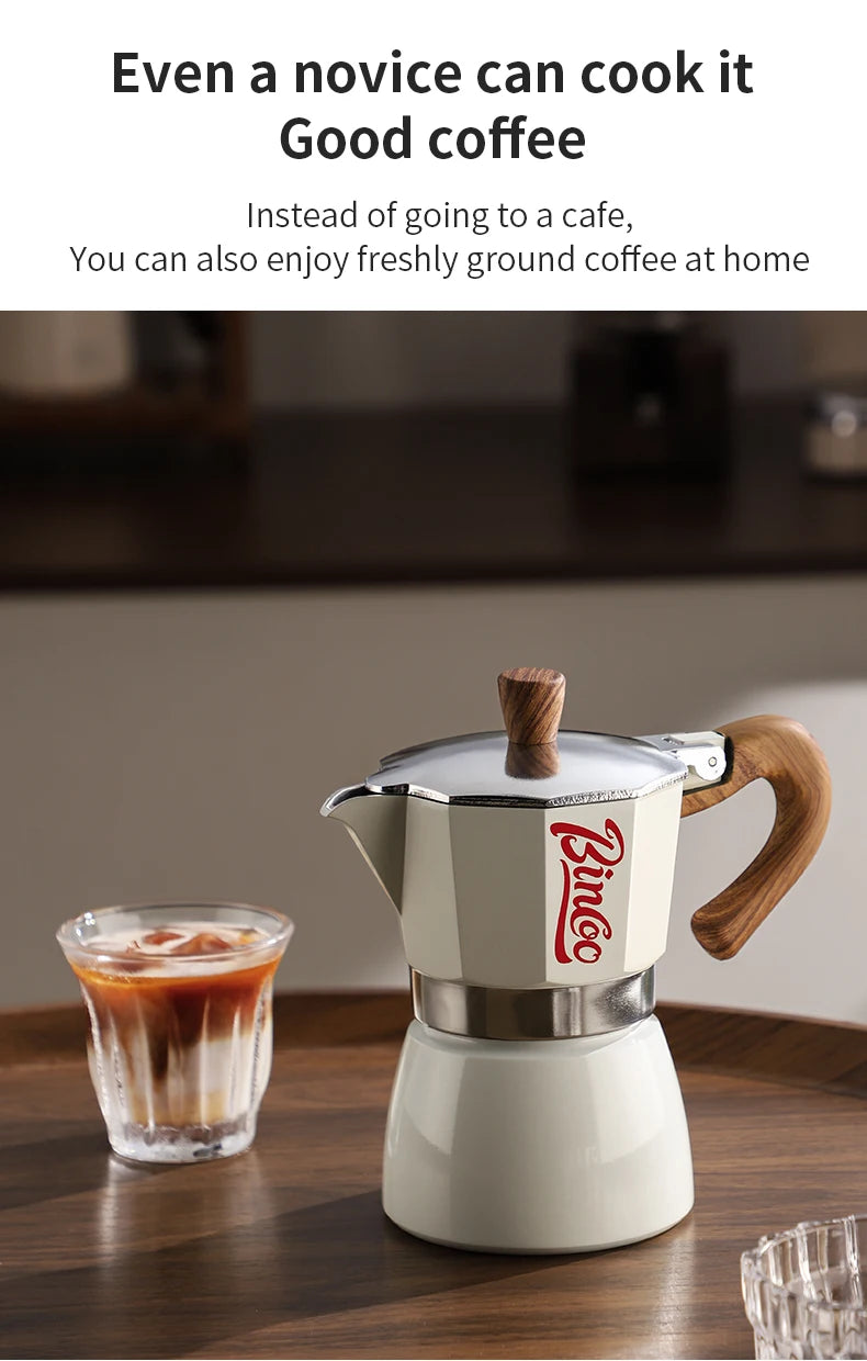 Bincoo Mocha Moka Coffee Pot Aluminum Espresso Maker Italian Coffee Professional Home Barista Accessories Coffee Tools 300ml