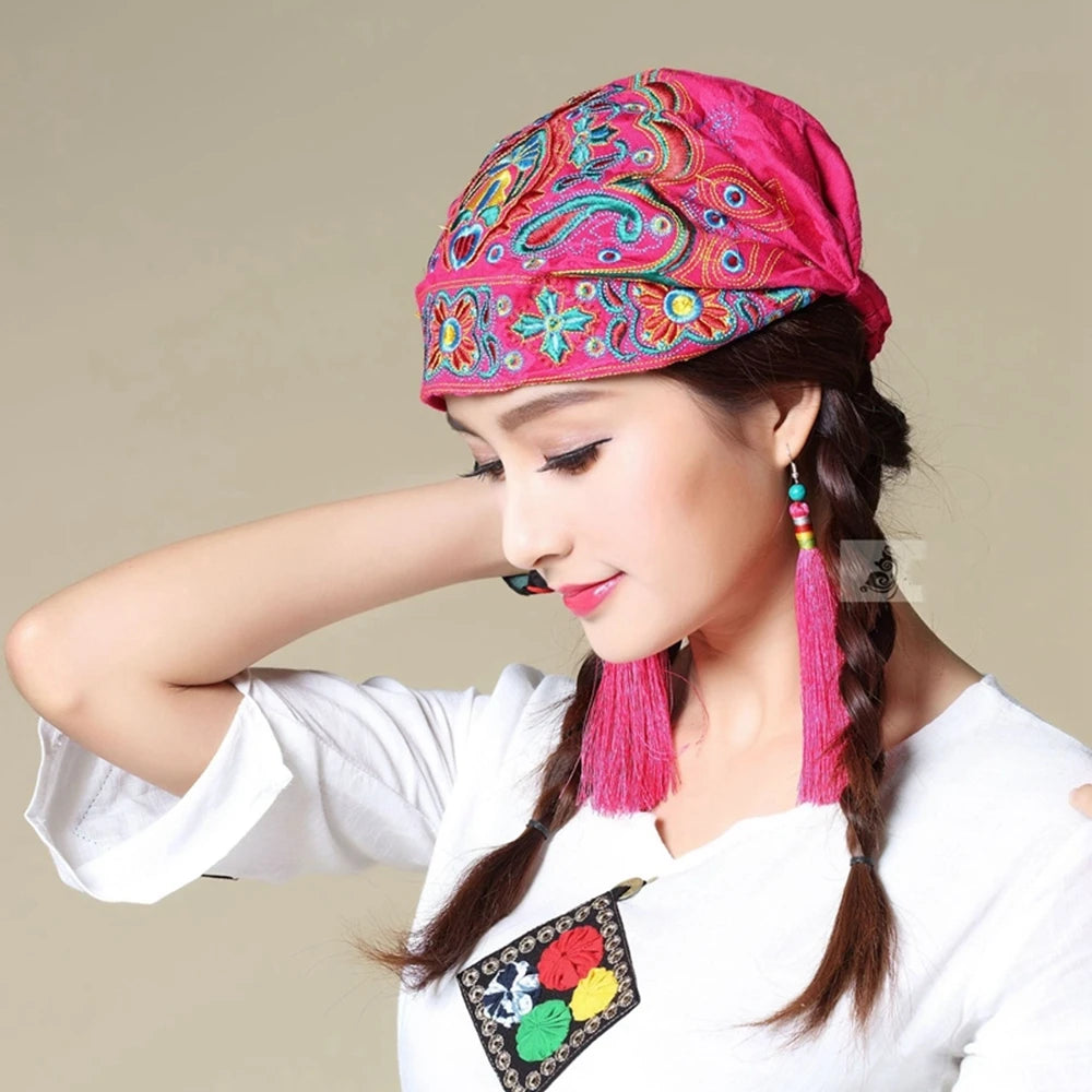 Women Mexican Style Ethnic Vintage Embroidery Flowers Hat Red Print hats for women Beanies Hats