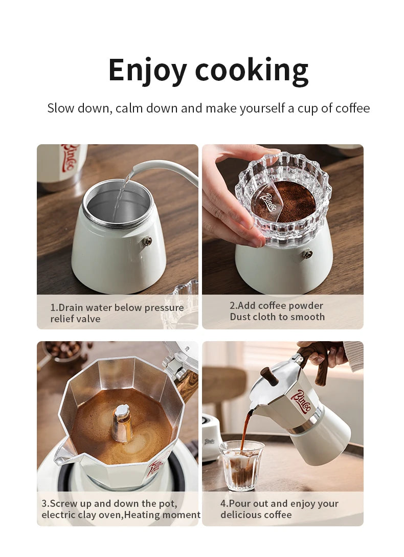Bincoo Mocha Moka Coffee Pot Aluminum Espresso Maker Italian Coffee Professional Home Barista Accessories Coffee Tools 300ml