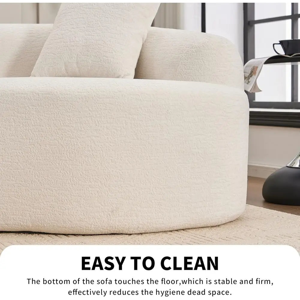 Luxury 4-Seater Curved Chenille Sectional Sofa with Plush Pillows for Living Room Comfort