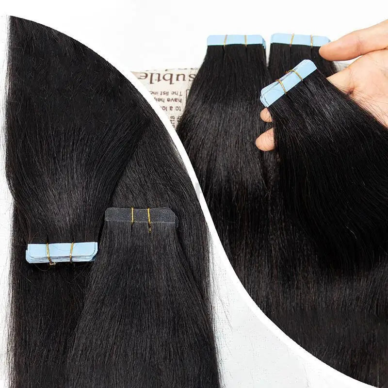 MRS HAIR Light Yaki Tape In Hair Extensions Human Hair Cuticle Remy Tape in Extensions SilkPressed Yaki Tape ins 12-26inch 20pcs