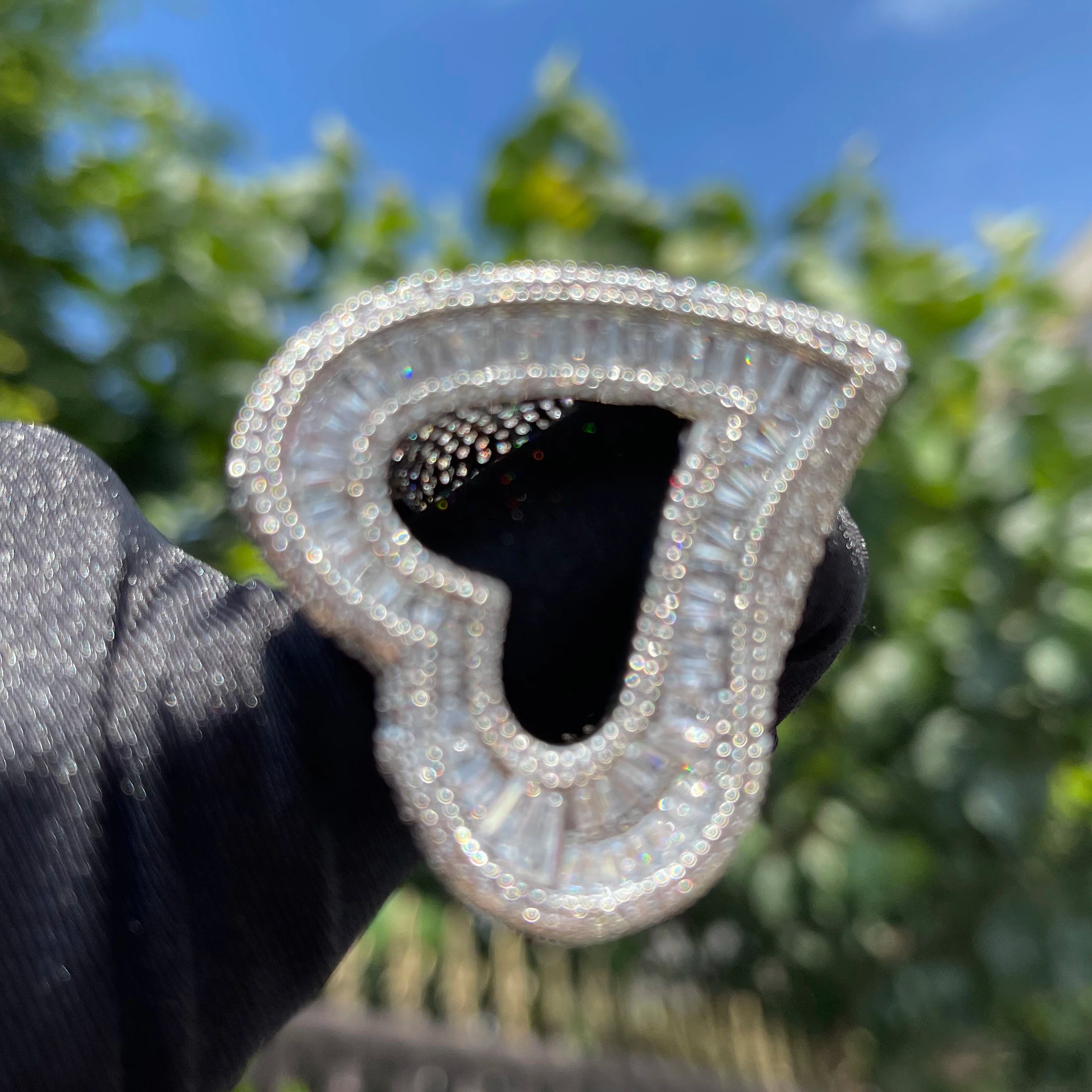 Bubble Letter Big Open Heart Ring for Women Iced Out Finger Charms Bling Baguette Zircon Fashion Hip Hop Jewelry