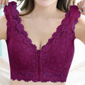 Women Bra Women'S Comfortable And Sexy Large Lace Lace Strap With Strap Deep V Front Zipper Bra Floral Lace Trim Underwear