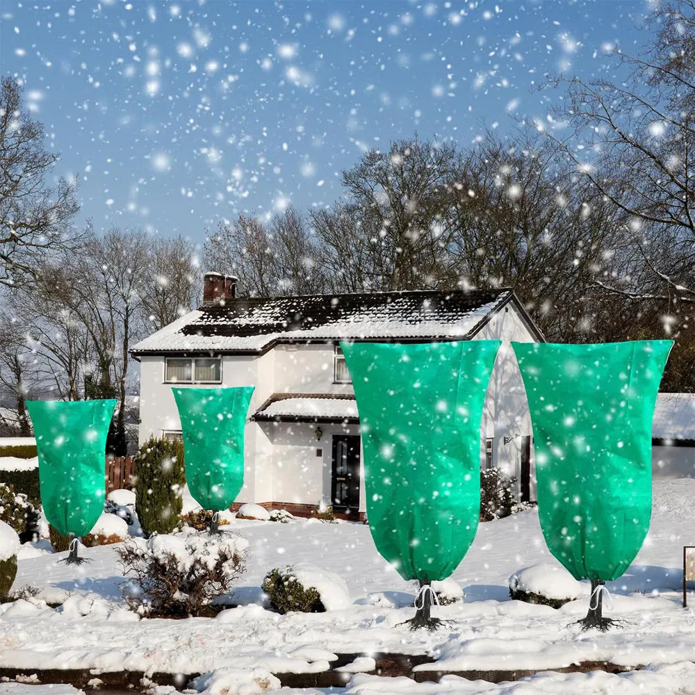 Plant Covers Freeze Protection Covers Frost Cloth Plant Anti-Freeze Shrub Protection Bag with Zipper Drawstring Frost Blankets