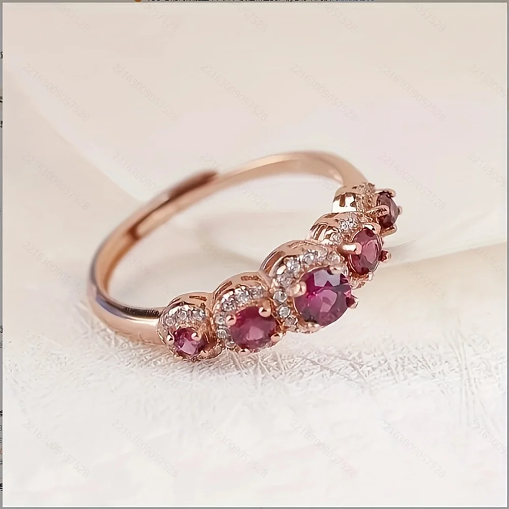 Vintage Purple Cubic Zircon Ring for Women S925 Silver Rose Gold Rings Ethnic Wedding Jewelry Daily Party Accessories USA Stocks