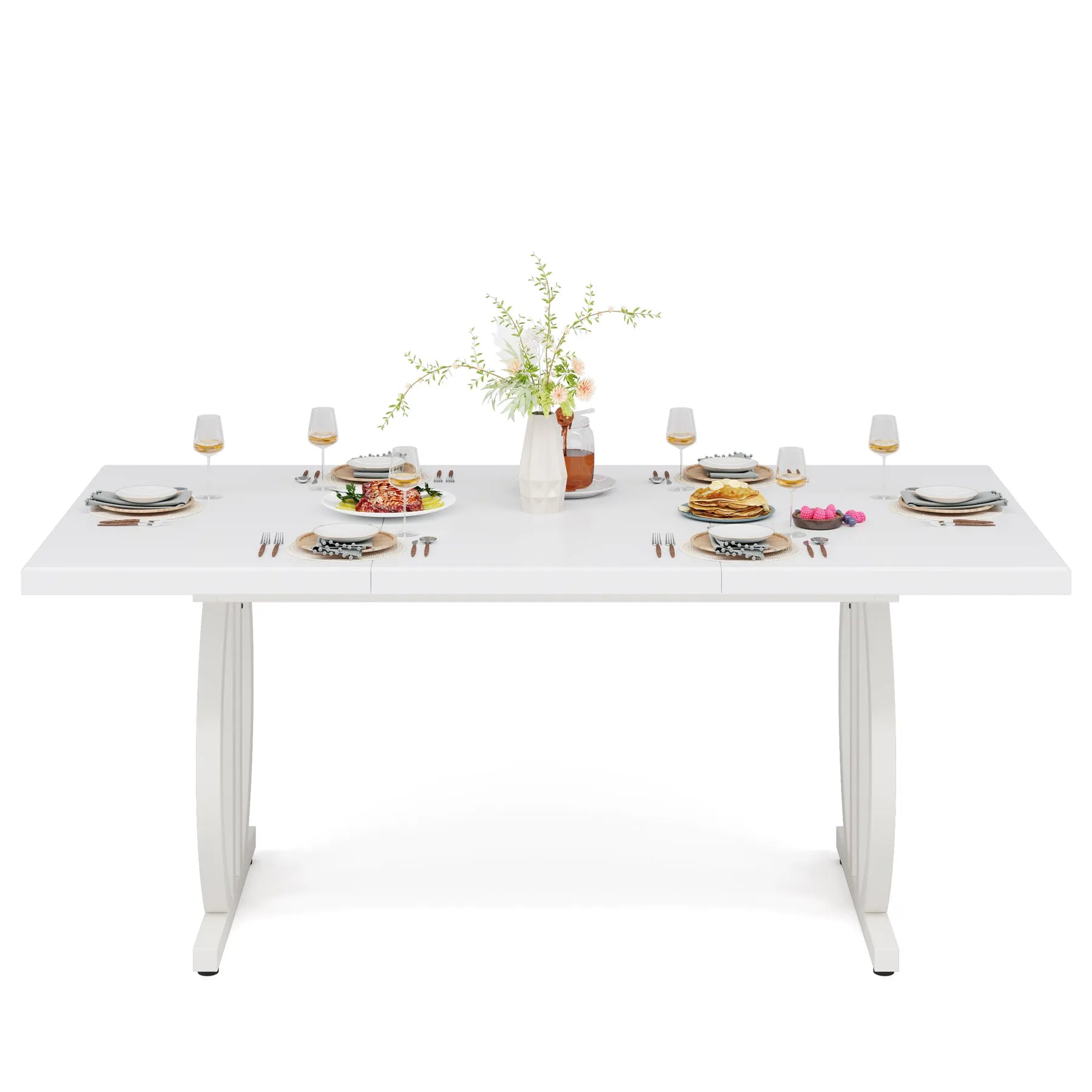 Tribesigns Dining Table for 4-6 People, 63-Inch Large Dinner Table with Heavy Duty Metal Frame, Modern Industrial Kitchen Table