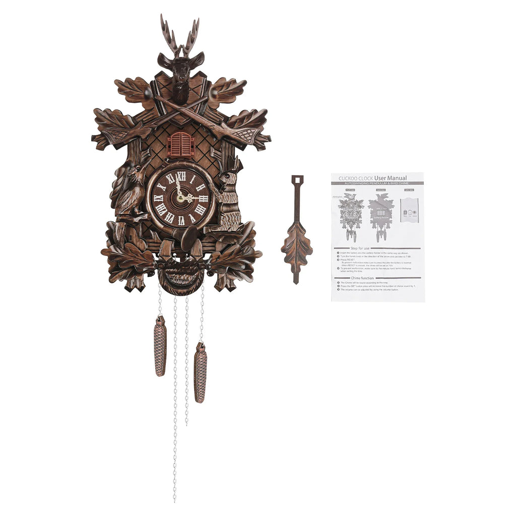 Forest Nordic Style Retro Cuckoo Wall Clock Wall Clock Cuckoo Wall Clock Wooden Hanging Wall Clock Bird Clock tea room parlor