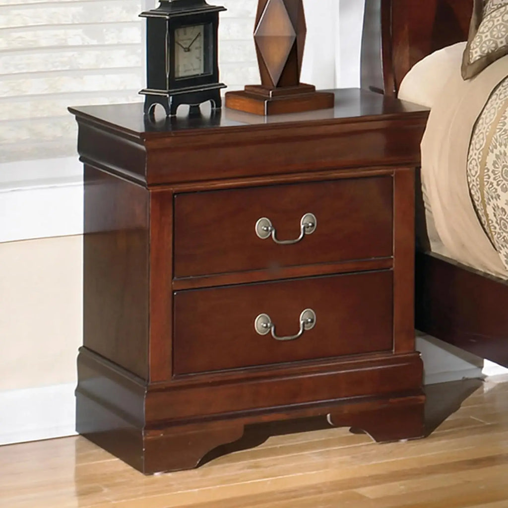 Signature Design by Ashley Alisdair Traditional 2 Drawer Dark Brown Nightstand 23.75 Tall Ideal for Bedside Storage