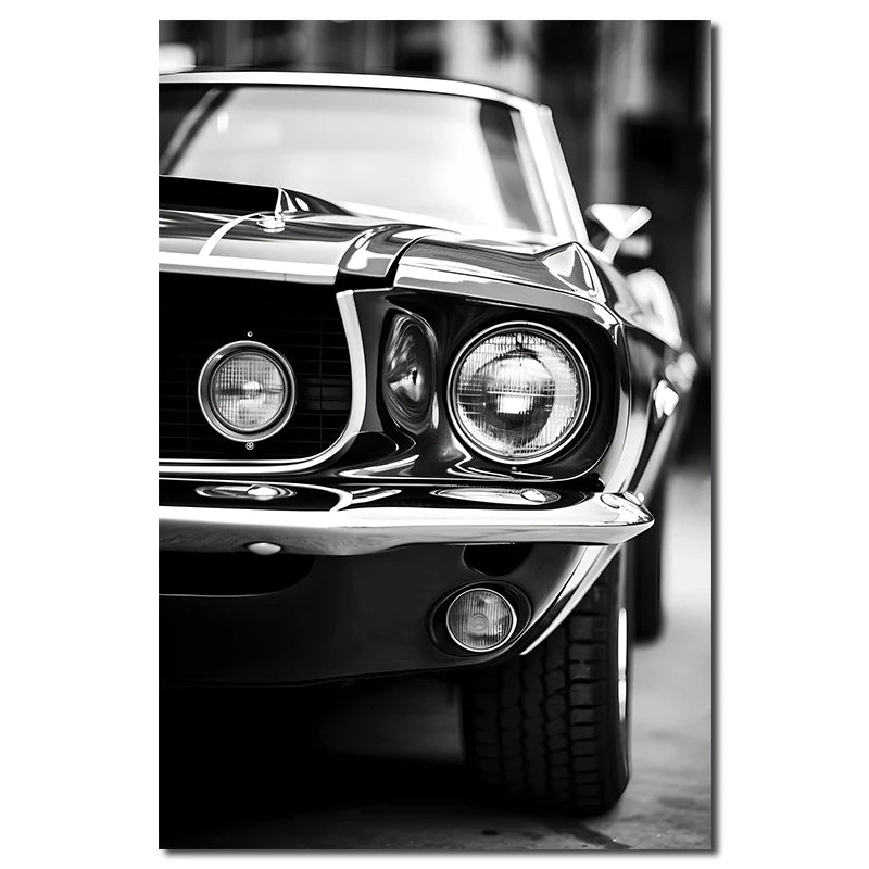 Retro Luxury Car Canvas Wall Painting Poster Vintage Black and White Car Decoration Mural Modern Home Room Decor Birthday Gift