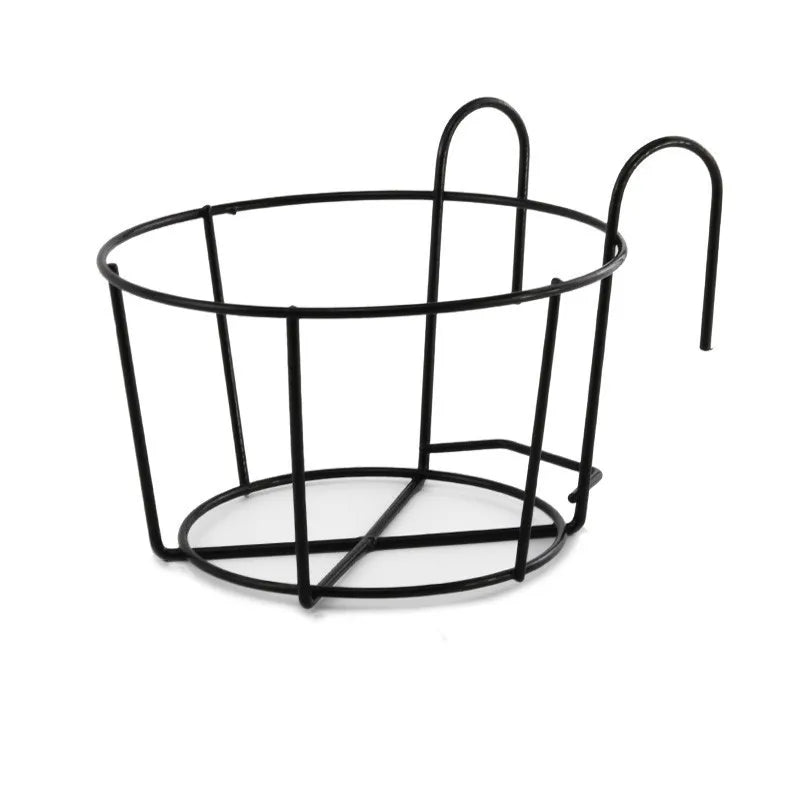 1PCS Iron Wall Mounted Flower Pot Holder for Balcony Round Outdoor Hanging Plant Bracket Heavy Duty Rustproof Garden Decor