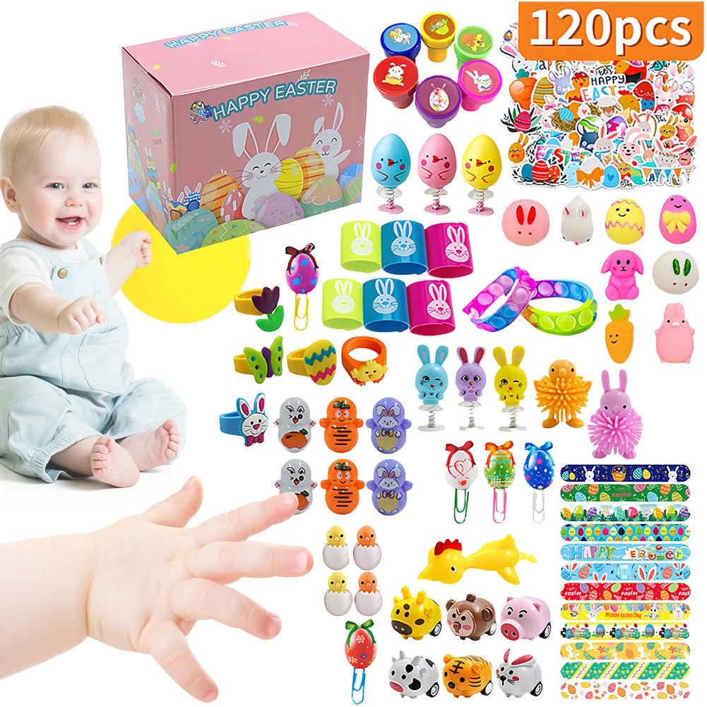 120Pcs Prefilled Easter Eggs Easter Egg Fillers with Assorted Toys Filled Easter Egg Gift Funny for 3 4 5 6 7 8 Year