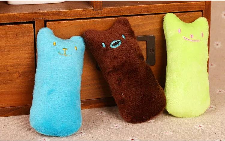 Pet Thumb Expressions Interactive Plush Cat Toy, Paper Chewing Teeth Grinding Anti Bite Toy, Contains Catgrass and Catnip