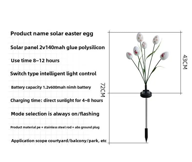 6/12 pcs garden lights Easter Eggs,  Waterproof garden path courtyard Hunt Game Party Favors Supplies Solar lamp