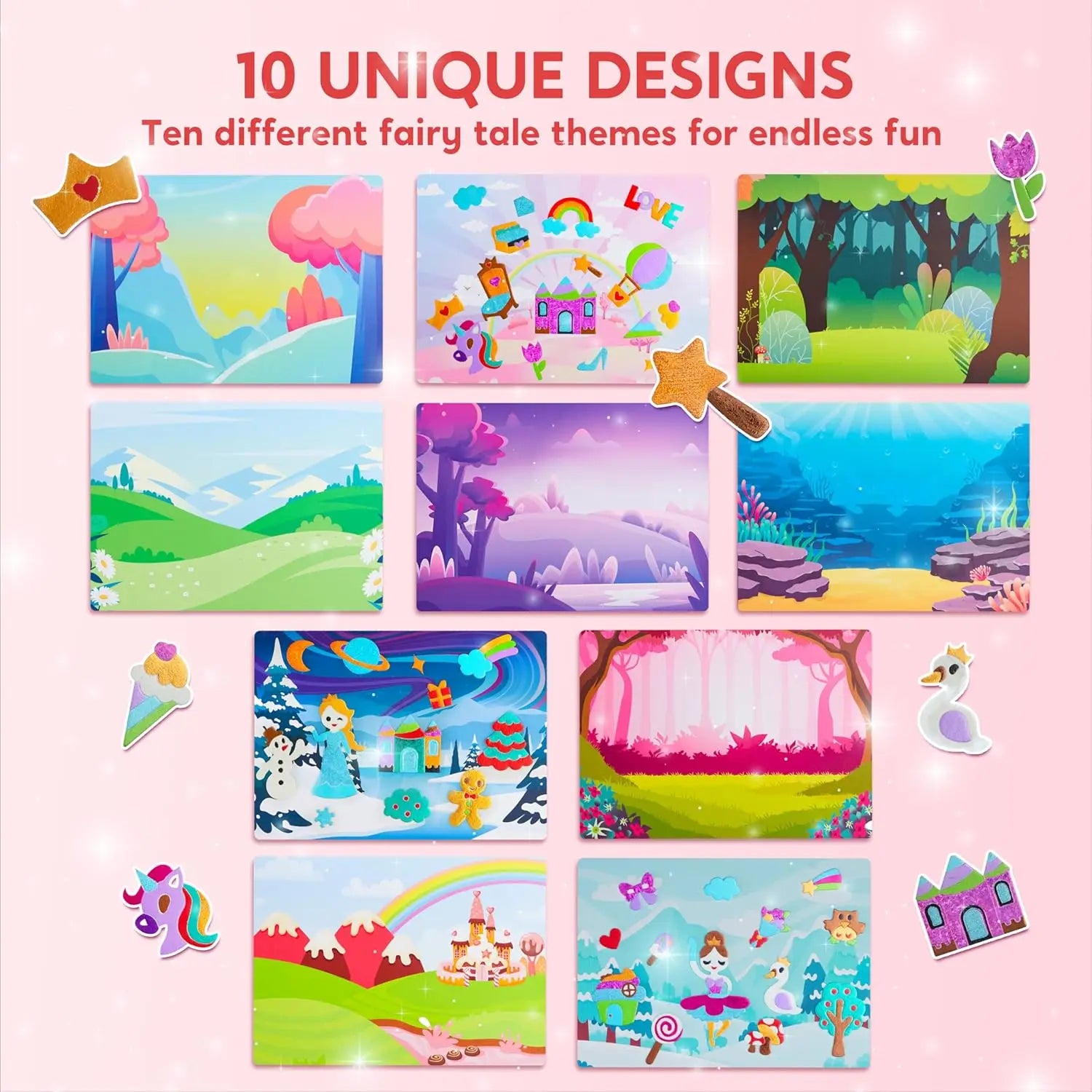 JOYFY Foil Art Kit Arts & Crafts Supplies Mess Free Coloring Foil Foam Stickers Creative Travel Toys for Kid Birthday Gifts