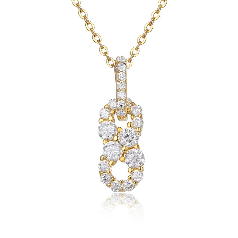 New Fine 925 Pendant Necklace Moissanite Delicate 8 Pendant Iced Out Gold Silver Color Charm For Women Hip Hop Jewelry