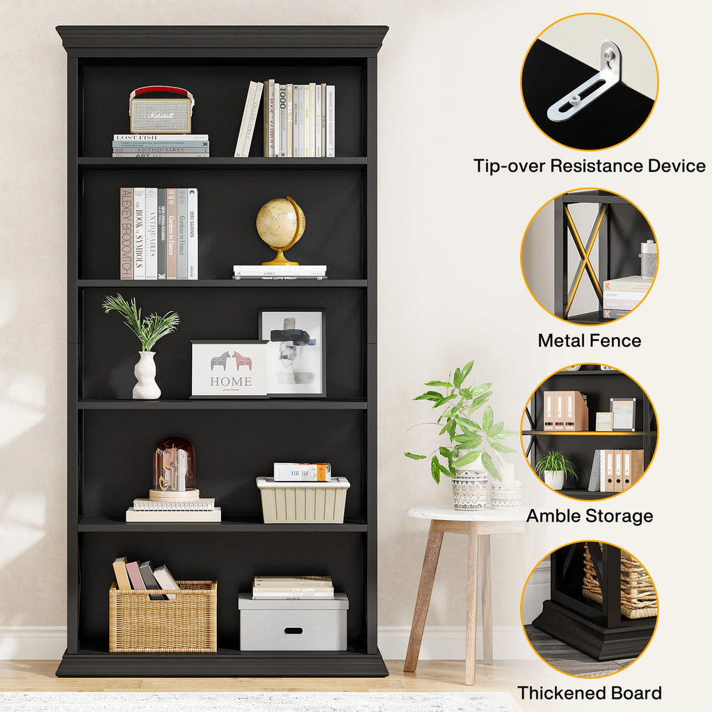 Tribesigns 6-Tier Bookcase, 71 Inches Industrial Bookshelves and Bookcases, Floor Standing 5 Shelf Display Storage Shelves