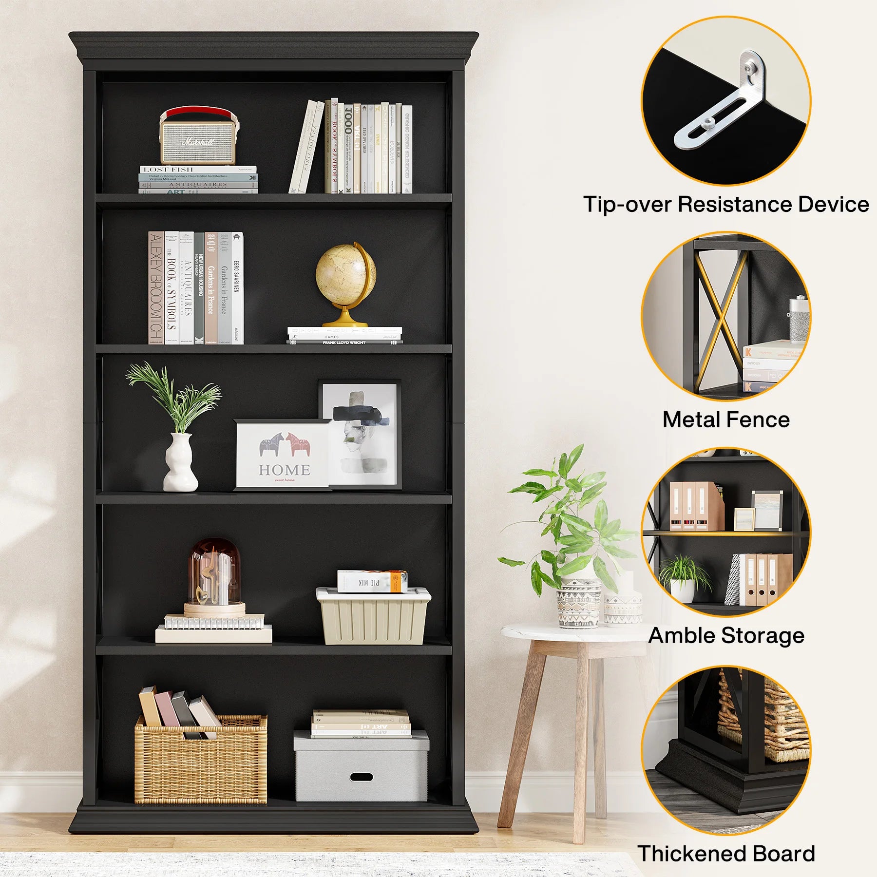 Tribesigns 6-Tier Bookcase, 71 Inches Industrial Bookshelves and Bookcases, Floor Standing 5 Shelf Display Storage Shelves