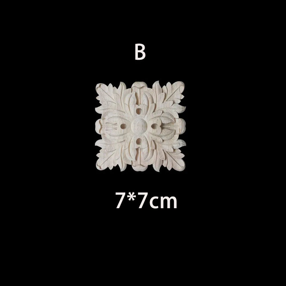 Unique Natural Floral Wood Carved Onlays and Appliques Wood Figurines for Decor Home Decoration Accessories wood furniture decal