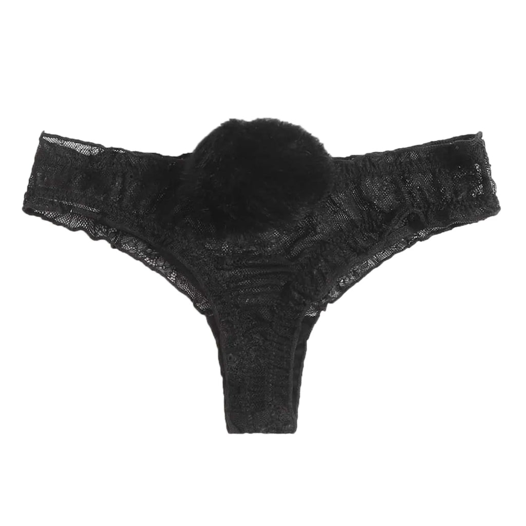 Women Lace Mesh Cotton Thongs Panties Sexy Rabbit Tail Waist Female Underpants Pantys Lingerie Vintage Lingerie for Women