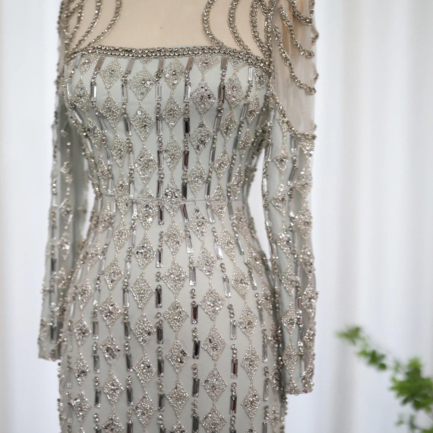 Sharon Said Luxury Sage Green Dubai Evening Dress Mermaid Muslim Long Sleeves Islamic Women Wedding Party Gowns SS398 Customized