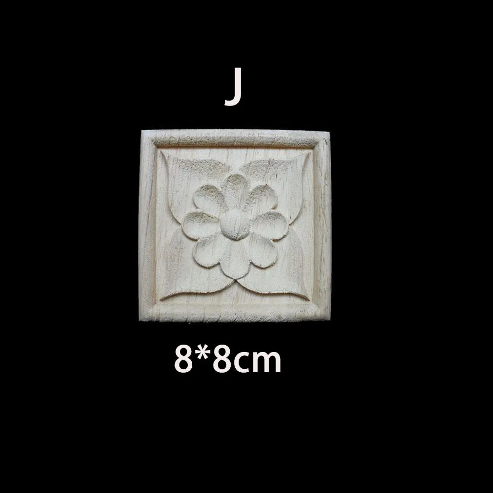 Unique Natural Floral Wood Carved Onlays and Appliques Wood Figurines for Decor Home Decoration Accessories wood furniture decal