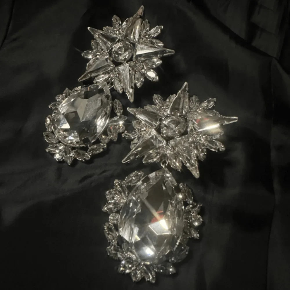 Stonefans Geometric Dangle Earrings Statement 2024 Trend Elegant Jewelry Party Accessories Bridal Festival Wedding for Women