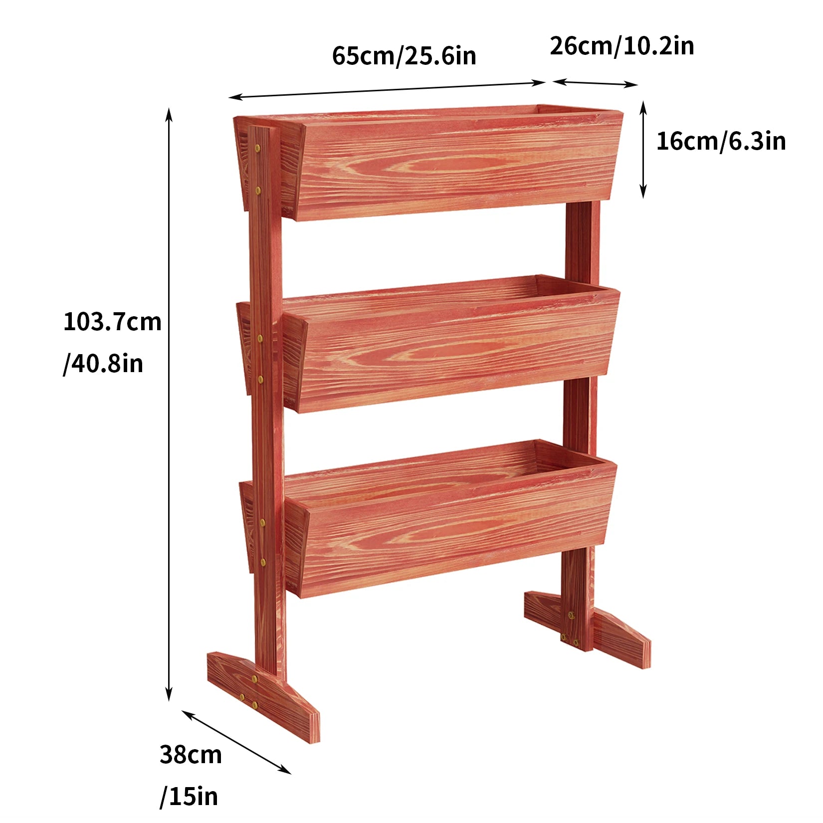 4 Tier Vertical Raised Planter Box Elevated Garden Bed Outdoor Wooden Herb Planter Ladder Vegetable Troughs