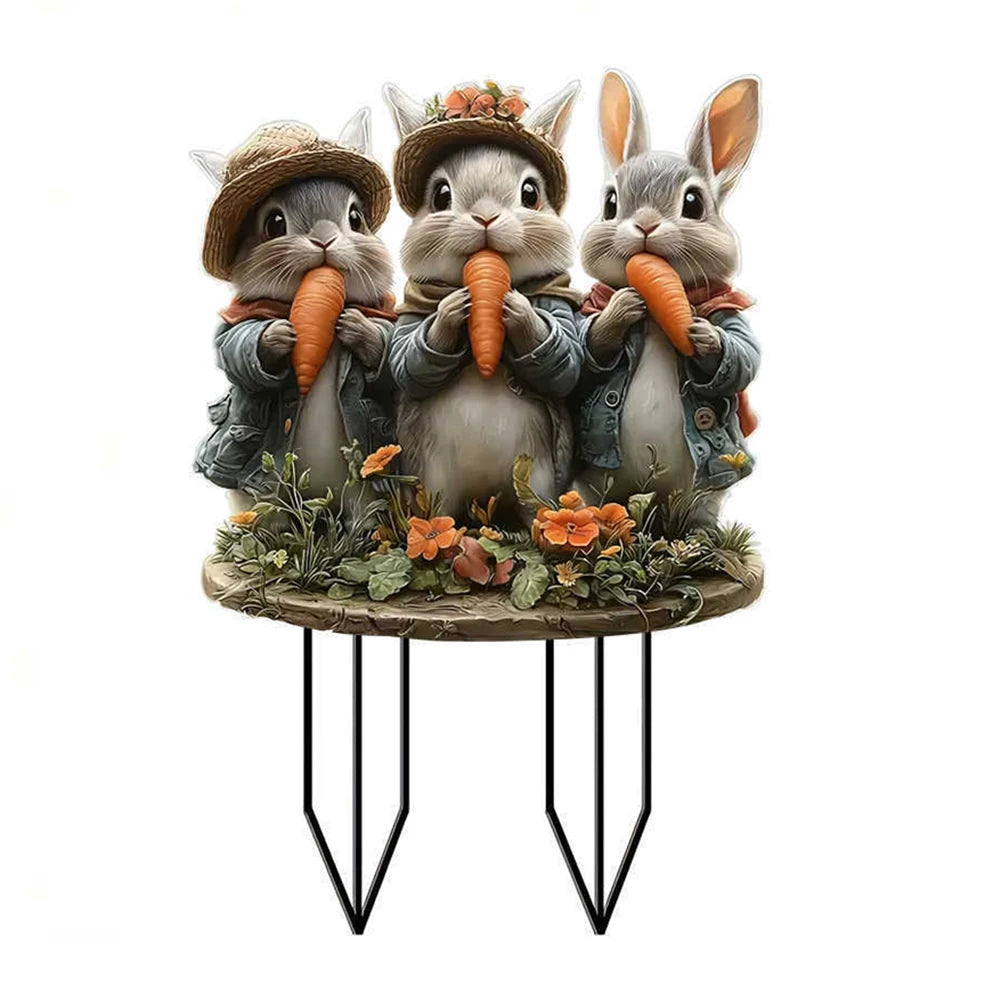 Easter Acrylic Garden Stake Decoration Multi-Function Yard Ornaments Waterproof Courtyard Statue for Outdoor Decoration