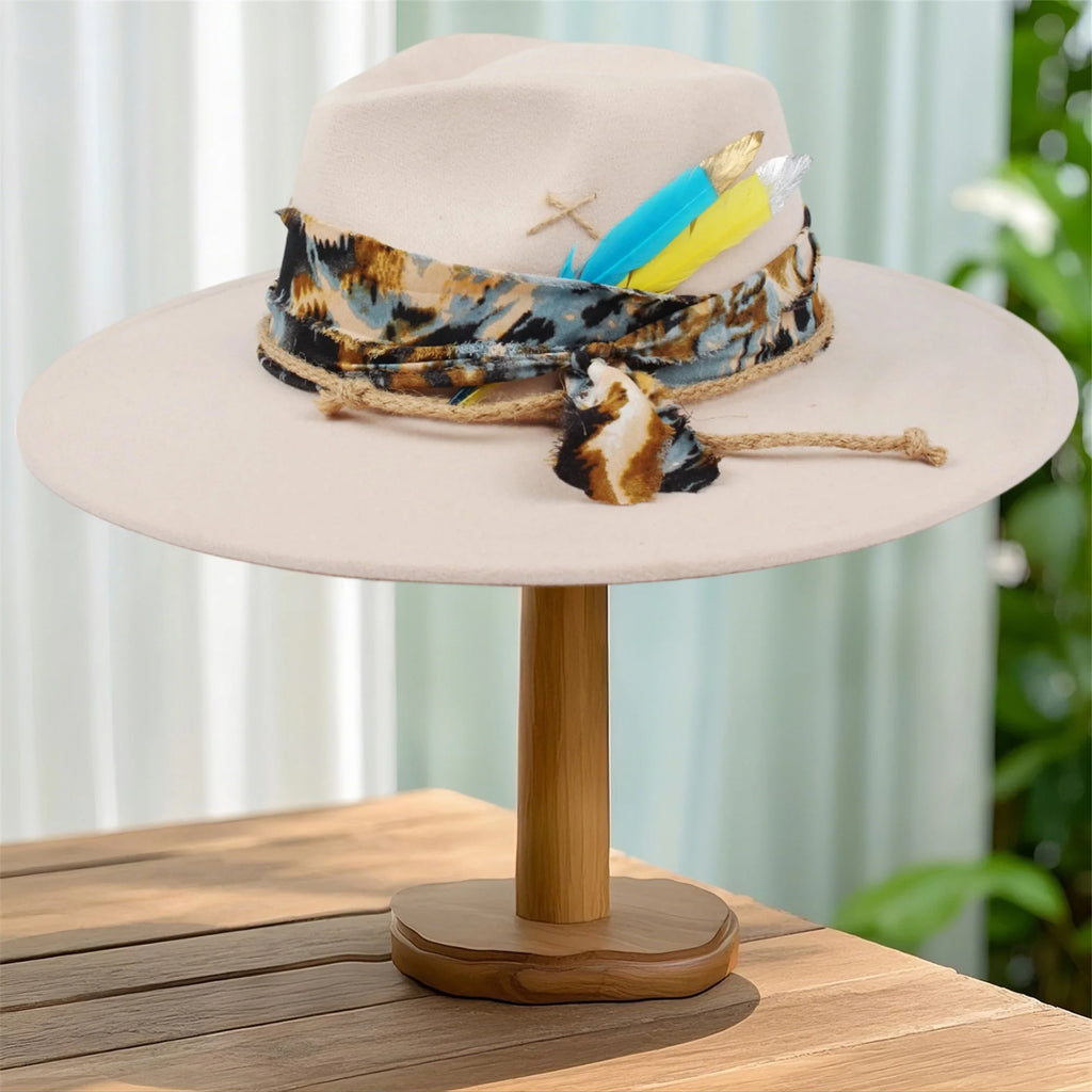 Classic Wool Fedora Hats for Women and Men Retro Wide Brim Trilby Hat with Vintage Feather Detail