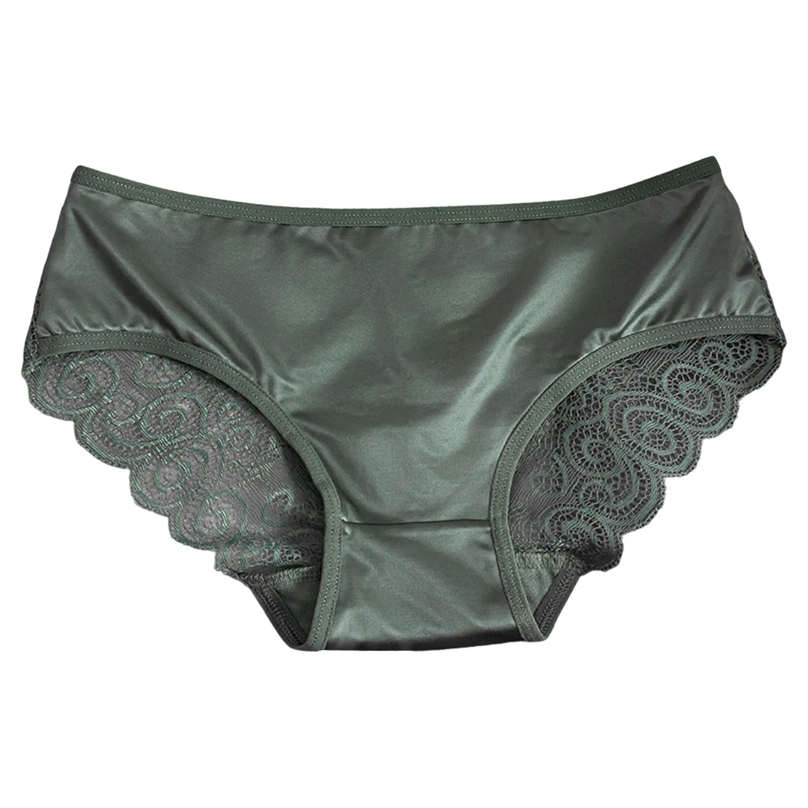 Yellow Women's Panties Silk Satin Underwear Lace Sexy Lingerie Breathable Mid Waist Female Briefs Comfortable Panty Underpants