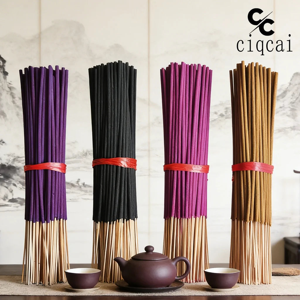 4 Types of Floral Scented High-Quality Handmade Bamboo Stick Incense Set, 22cm Long Natural Chinese Incense Sticks, Including Lavender, Cherry Blossom, Rose, Jasmine, Etc., with a Fresh and Elegant Scent That Lasts for a Long