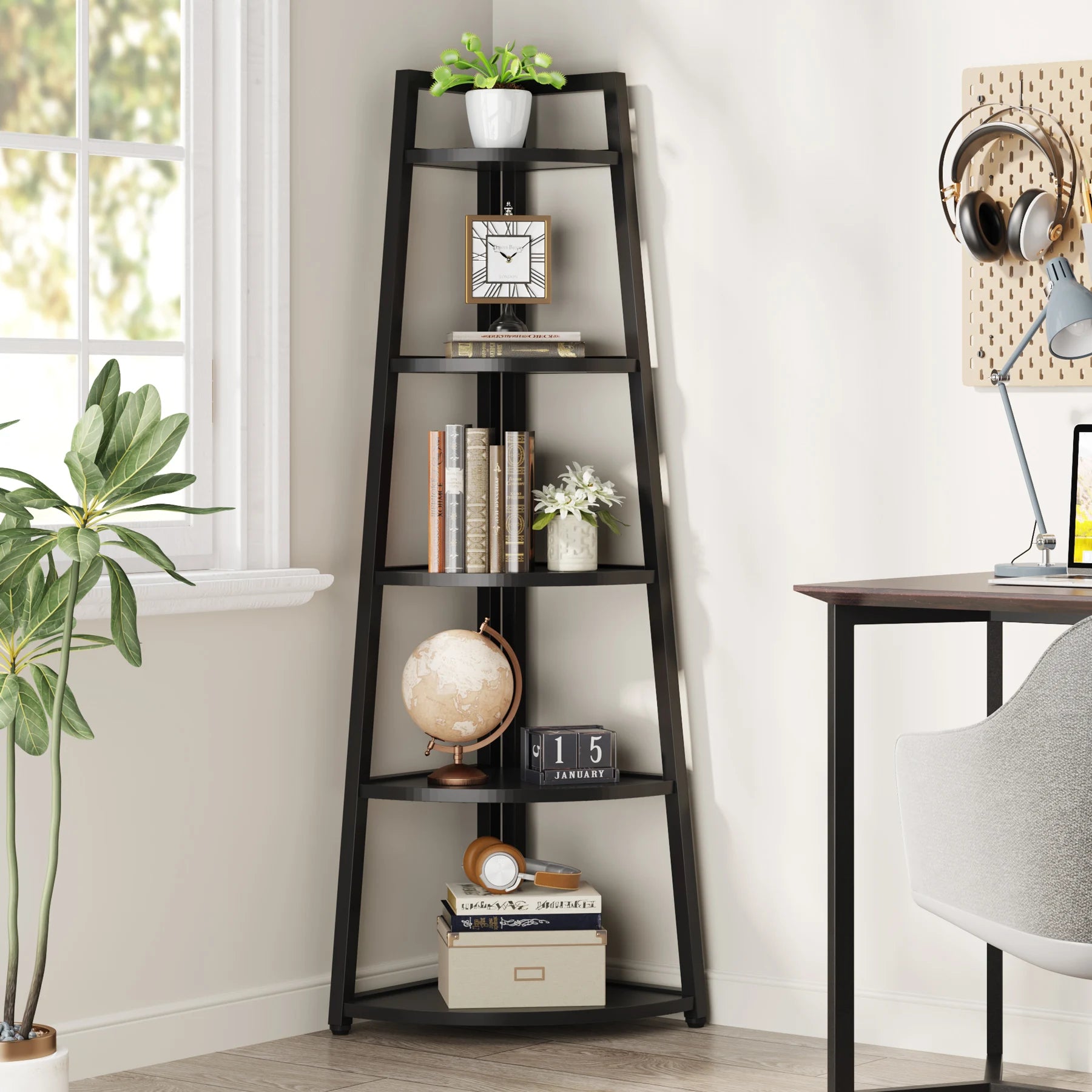 Tribesigns Bookcase Corner Book Shelf Rack Wood Bookshelf Storage Shelves