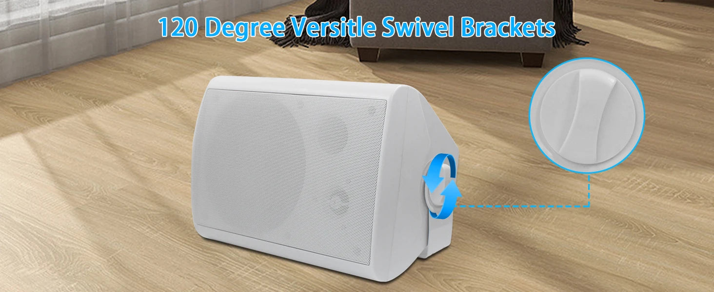 Herdio 2PCS 6.5'' 400W Outdoor Passive Speakers Wired Waterproof With Powerful Bass Wall Mount Speakers For Indoor Patio Covered