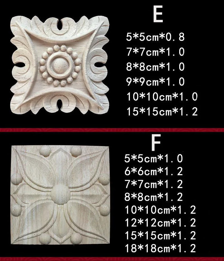 Unique Natural Floral Wood Carved Onlays and Appliques Wood Figurines for Decor Home Decoration Accessories wood furniture decal