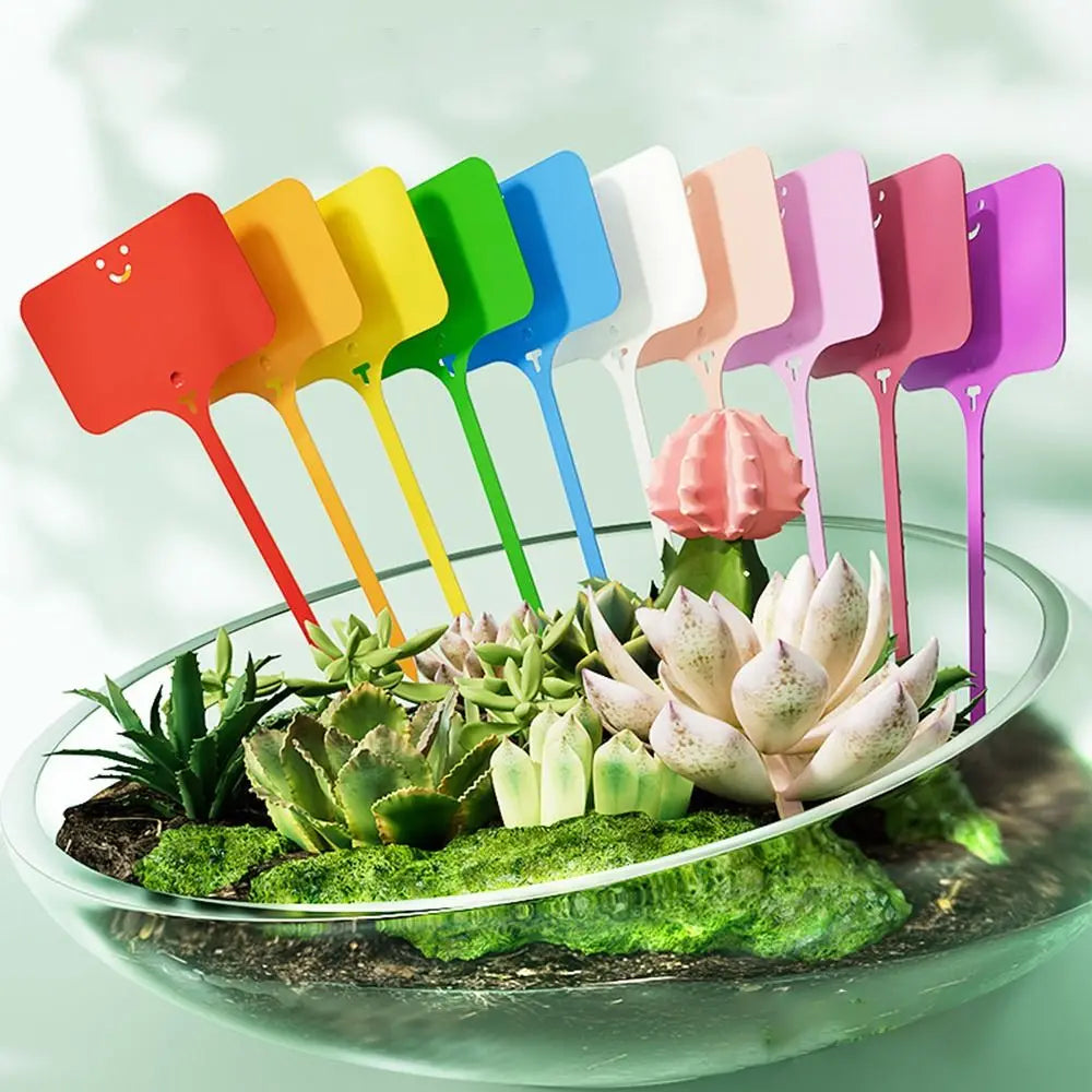 100Pcs T-type Sign Tags Garden Plant Labels Colorful Garden Decoration Name Tag Plastic Waterproof Plastic Marker Tags