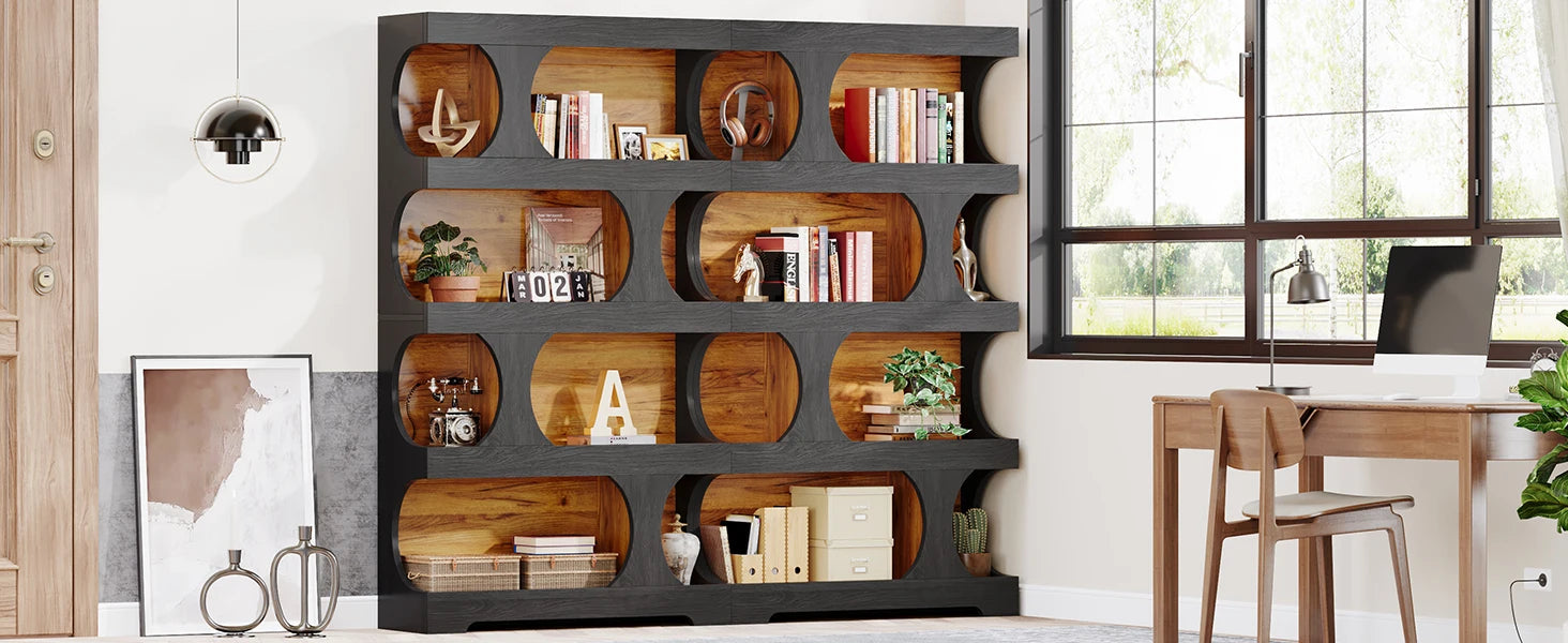 Tribesigns 71" Tall Bookcase, 4-Tier S-Shaped Bookshelf, Wood Decorative Storage Shelving, Modern Freestanding Display Shelves