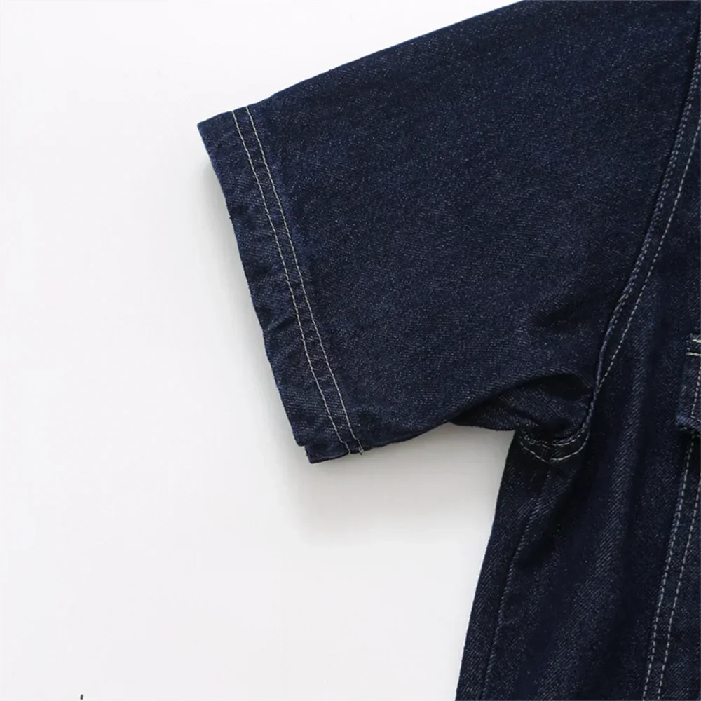Summer New Women's Fashion Temperament Casual Versatile V-neck Short Denim Shirt Double Breasted Denim Skirt Suits Outfits