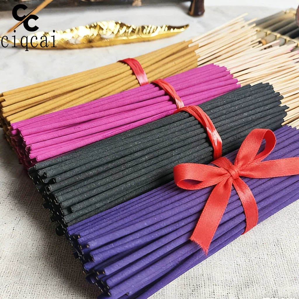 4 Types of Floral Scented High-Quality Handmade Bamboo Stick Incense Set, 22cm Long Natural Chinese Incense Sticks, Including Lavender, Cherry Blossom, Rose, Jasmine, Etc., with a Fresh and Elegant Scent That Lasts for a Long