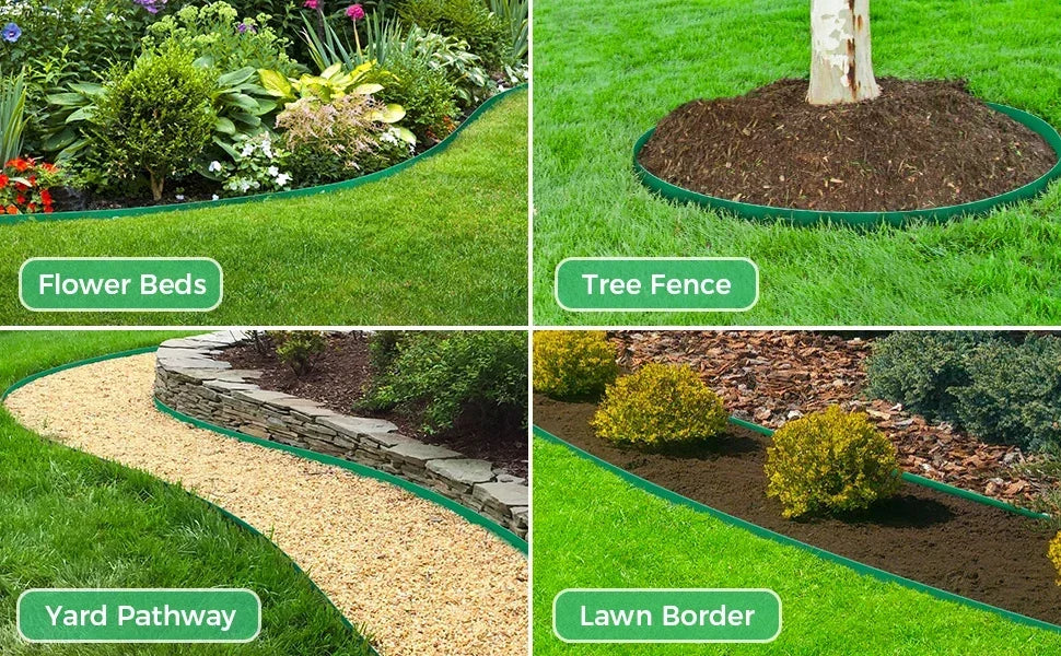 10M Flexible PVC Garden Edging with 30 Spiked Anchors Heavy Duty Lawn Border Kit Weather Resistant Landscape Tool